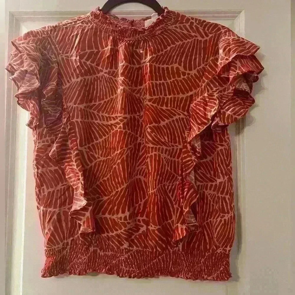 XS orange top with ruffles and elastic waist - Picture 7 of 9